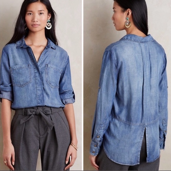 Anthropologie Tops - Anthropologie Cloth & Stone split back chambray
